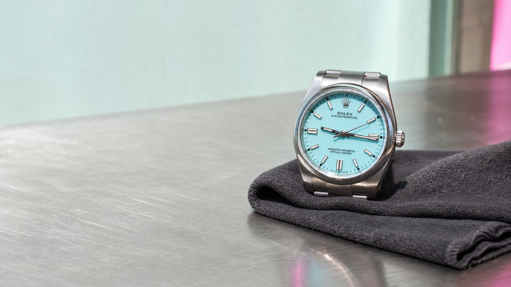AI-created Vice City editorial: watch on a shop counter